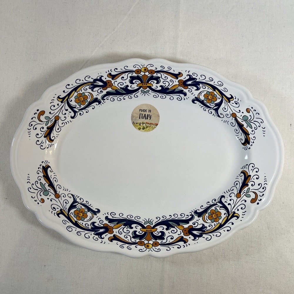 NOVA DERUTA OVAL PLATES MADE IN ITALY 13.25" X 9.5" HAND PAINTED BRAND NEW